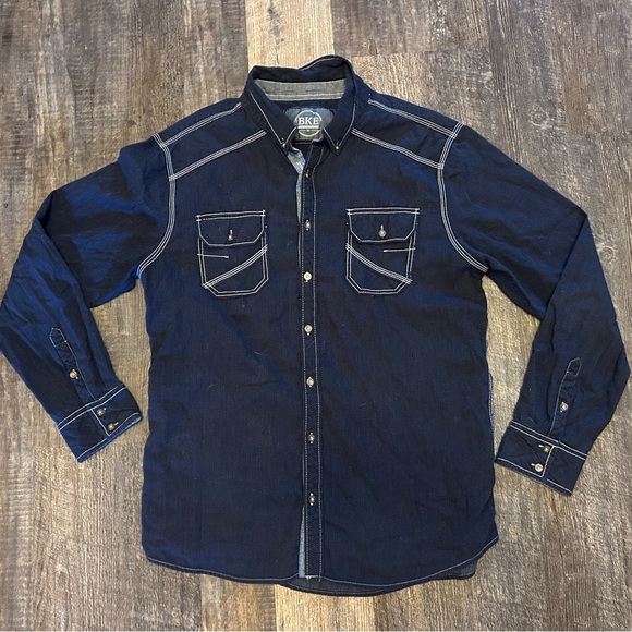 BKE Buckle Men’s XL Shirt Blue Denim Western Long Sleeve Fit Button Up - Picture 1 of 5